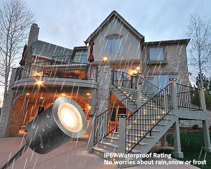 SMY Lighting 10 Pack Recessed LED Deck Light Kits with Protecting Shell, 32mm, Warm White, IP67 Waterproof, 12V Low Voltage, for Outdoor Garden, Patio, Stair, Kitchen Decoration