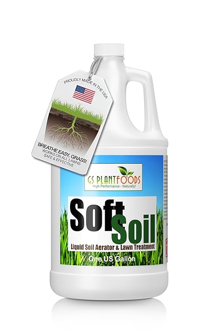 Soft Soil Liquid Soil Aerator & Lawn Treatment to Fix Compacted Soils, Improve Drainage with Non-Mechanical Liquid Application. 1 Gallon