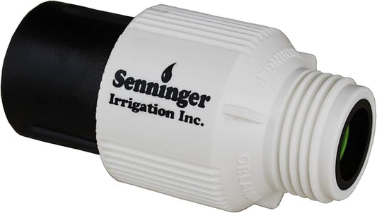 Senninger Pressure Regulator 25 PSI 3/4" Hose Thread Drip Irrigation Pressure Reducer Low Flow Valve - Landscape Grade High Performance White