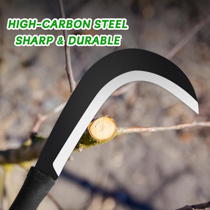 Sickle Machete for Yard Work Machetes for Cutting Trees Billhook Brush Clearing Sickle Garden Tool Brush Axe Harvest Knife Heavy Duty Machete Sickle for Gardening Sickle Machete Camping Farming