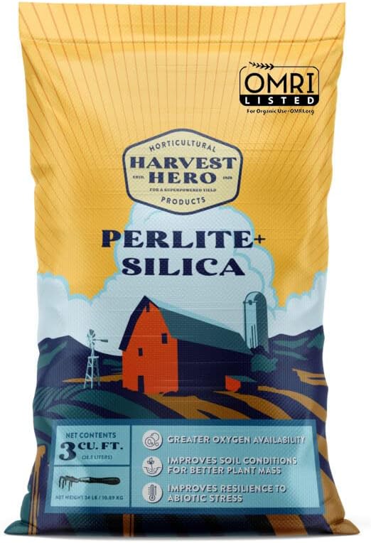 Perlite+ Silica – Superior Soilless Substrate for Strong Plant Growth, Ideal for Potting Soil, Transplanting, and Hydroponic Systems, OMRI-Listed and 100% Organic (3 CF)