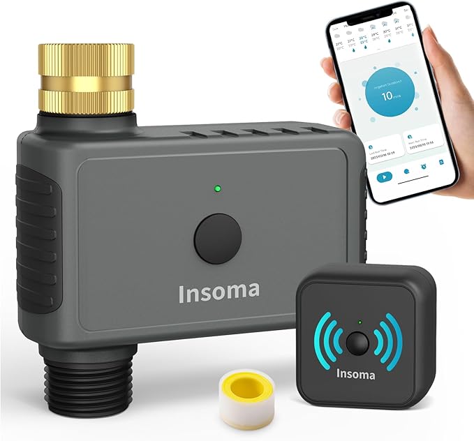 WiFi Water Timer Brass Inlet, 2.4GHz Smart Sprinkler Timer, 1 Zone Hose Timer with WiFi Hub, Voice/App Control with Alexa & Google Assistant, Auto/Manual Watering, Rain Delay, for Garden, Yard, Lawn