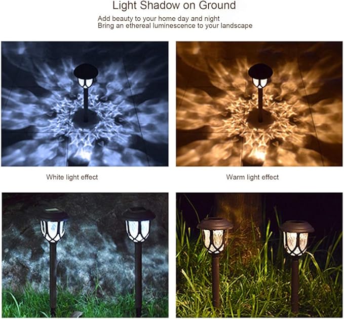 10 Pack Solar Lights Outdoor Decorative Garden Yard Lights for Pathway Walkway Sidewalk Driveway. (Brown, Warm White)