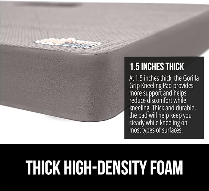 Gorilla Grip Extra Thick Kneeling Pad, Supportive Soft Foam Cushioning for Knee, Water Resistant Construction for Gardening, Bathing Baby, Workout Supplies, Lightweight, Garden Work Gifts