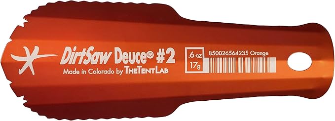 DirtSaw® Deuce #2 - .6 oz Ultralight Backpacking Trowel, Color: madeinUS-Orange