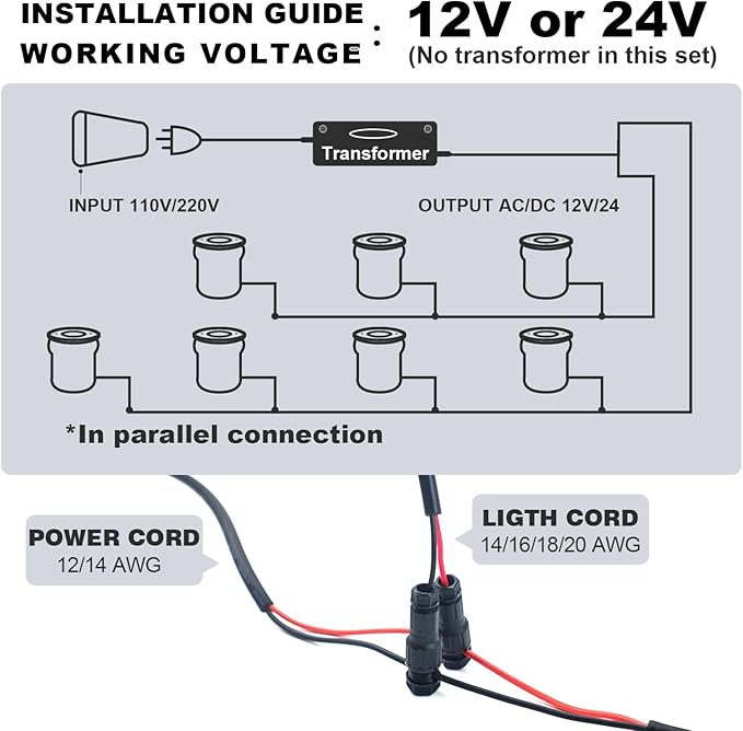 4Pack Low Voltage Landscape Lights with Connectors - 12-24V LED In-Ground Lights IP67 Waterproof Garden Lighting for Yard, Pathway, Driveway, Deck (Cool White)