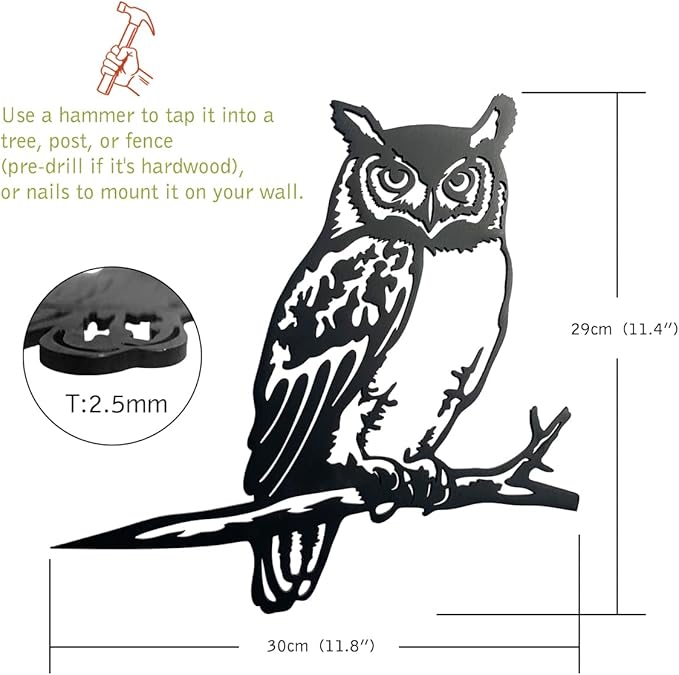 Owl Garden Decor Metal Birds Yard Decor Owl Wall Decor Gifts Wall Art Metal Owl Outdoor Christmas Garden Decor Yard Art Outdoor Tree Decor Garden Silhouette,Metal Art for Outside