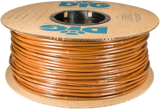 ML-506B ¼” 500’ MICROLINE™ Dripline, 6” Dual Outlet Emitter Spacing, UV-Resistant, Durable Poly Tubing for Garden Irrigation, Flexible, Water-Efficient, Easy Installation, Long-Term Use (Brown)