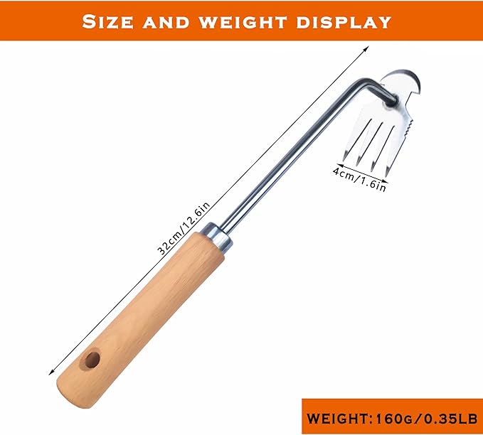SHANFEEK Grass Sickle Japanese Weeding Hoe Garden Hand Tool Weeding Tools for Garden High-Strength Steel with Solid Wood Handle(Brown)