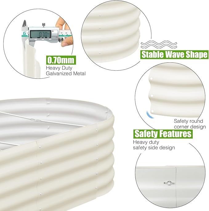 SnugNiture Galvanized Raised Garden Bed, 6x3x1.5ft Oval Metal Planter Box for Planting Outdoor Plants Vegetables