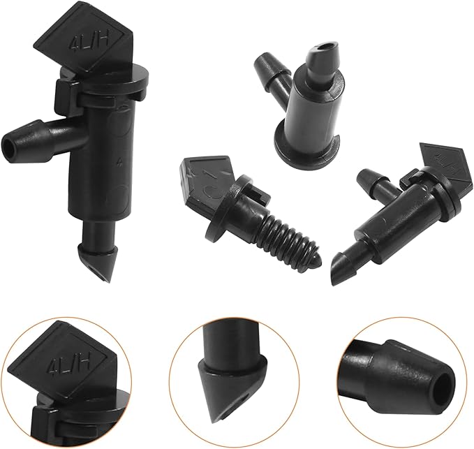 60 Pack 1GPH Drip Emitter Drip Emitters 4L/H Flag Irrigation Dripper for 4mm/7mm Hose for Garden Lawn, Black