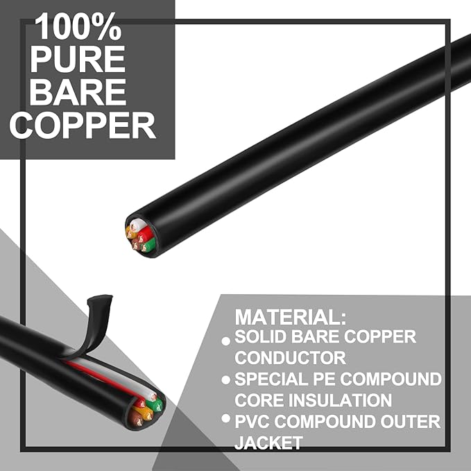 Hoolerry Solid Sprinkler System Wire 18 Gauge Irrigation Wire with UV Resistant PVC Jacket Sprinkler Cable for Underground Irrigation Field Central Control System 30v Ul Listed(18/5, 100 Ft)