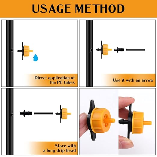 50 Pcs Drip Irrigation Emitters 1/4 Inch 2 GPH Water Tubing Irrigation Tubing Pressure Compensating Dripper Emitters System Drip Tip Constant Flow Heads Parts for Garden Watering Dripper