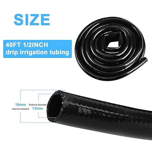 1/2 inch Drip Irrigation Tubing, 40FT Main Drip Line Hose Tube, Blank Distribution Tubing for Garden Watering Landscape Irrigation System