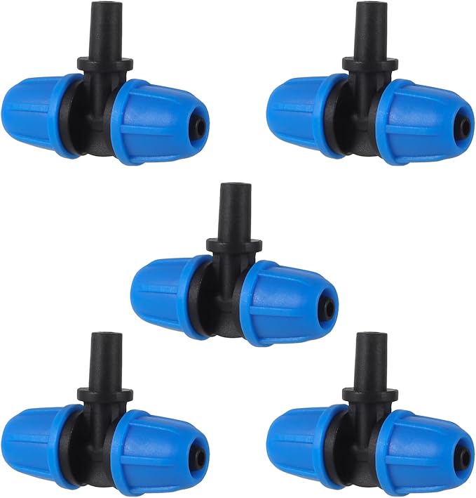 6mm to 1/4 Inch Barb Tee for for ¼ in. tubing; Tubing Outside Diameter (OD) is 0.250 in., Internal Diameter (ID) is 0.170. in. (20Pcs/Pack) (Blue-1/4" to 6mm)