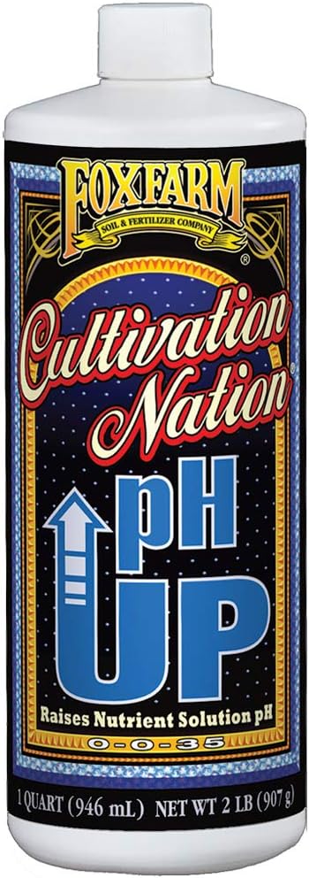 FoxFarm Cultivation Nation pH Up - Liquid Nutrient Solution Adjuster, Raises pH Levels for Hydroponic & Soil Gardens - Formulated with Potassium Hydroxide for Optimal Growth (Quart)