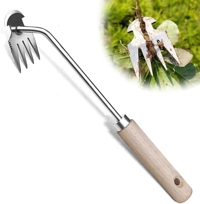 Weeder - Manual Weed Puller Tool, Uprooting Weeding Remover Tool, 4-Claw Steel Head Hand Garden Weeder Tool Easily Remove Weeds for Otted Plants, Gardens, Yards, Farms