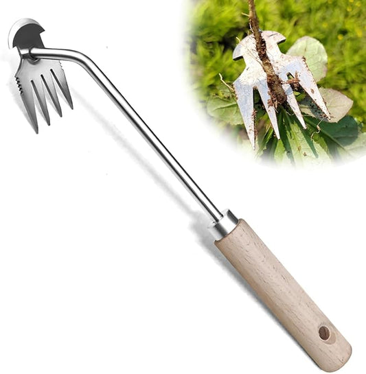 Weeder - Manual Weed Puller Tool, Uprooting Weeding Remover Tool, 4-Claw Steel Head Hand Garden Weeder Tool Easily Remove Weeds for Otted Plants, Gardens, Yards, Farms