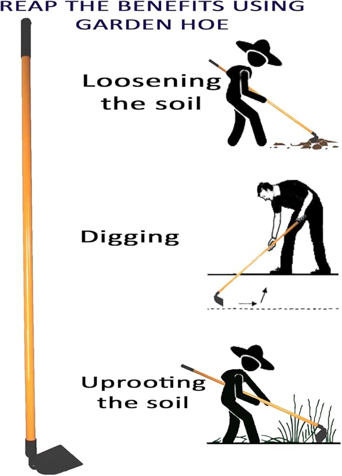 Ashman Garden Hoe (6 Pack)– Sturdy Hand Tiller – Heavy Duty Blade for Digging, Loosening Soil, and Weeding – Rubber Grip Handle for a Strong Hold – Rust Resistant Build.