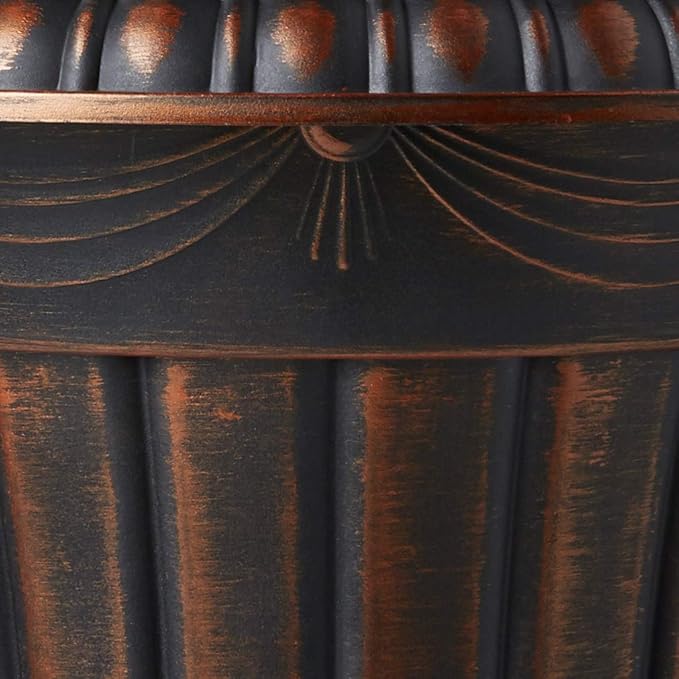 PL00CP Classic Traditional Plastic Urn Planter, 16" x 18", Brushed Copper
