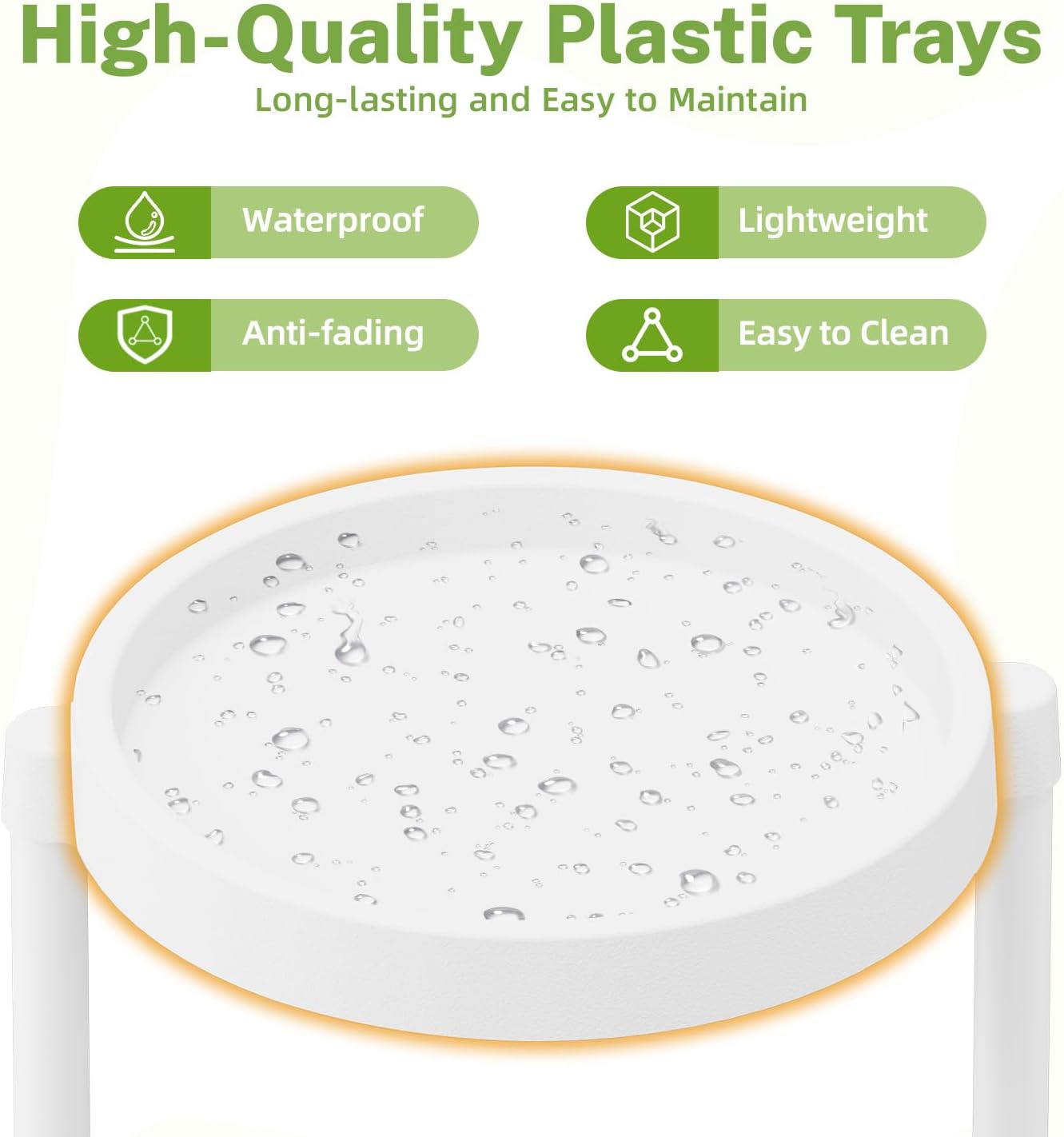 iDavosic.ly 6 Tier Folding Plant Stand Indoor Outdoor with Plastic Tray, Tiered Corner Flower Holder Shelf, Metal Orchid Display Rack for Patio Porch Living Room Garden Balcony, White