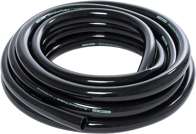 Active Aqua Hydrofarm 0.75 Inch Inside Diameter Vinyl Tubing for Indoor Vegetation Growing Hydroponic Irrigation Systems and Tanks, 25 Feet, Black