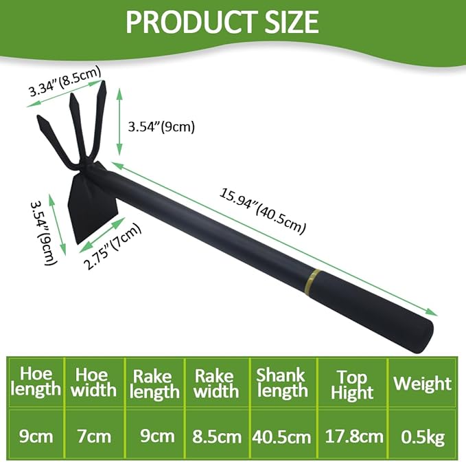 Garden Hoe and Cultivator, Long Heavy Duty Hand Hoe with Tiller, 2 Section Handle, Carbon Steel Blade, Cultivator Hoe Garden Tools for Loosening Soil, Digging