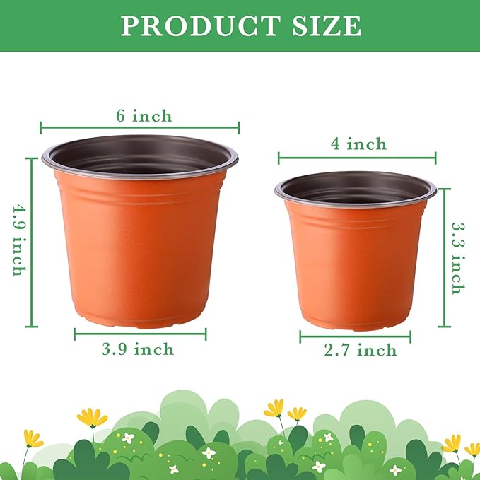 Hushee 1500 Pcs 6 Inch Plants Nursery Pots Seed Starting Plastic Pots Seedling Plant Pots with Drainage Holes Plastic Planters Planting Pots Indoor Outdoor for Flower Transplanting(Classic)
