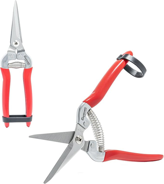 Gardeness Pruning Shear Straight Pruning Snip 2PCS Stainless Steel Florist Scissors, Multi-Tasking Precision Hand Pruner Herb Snips Flower Clippers Bonsai Trimmers Ergonomic Handle Garden shear