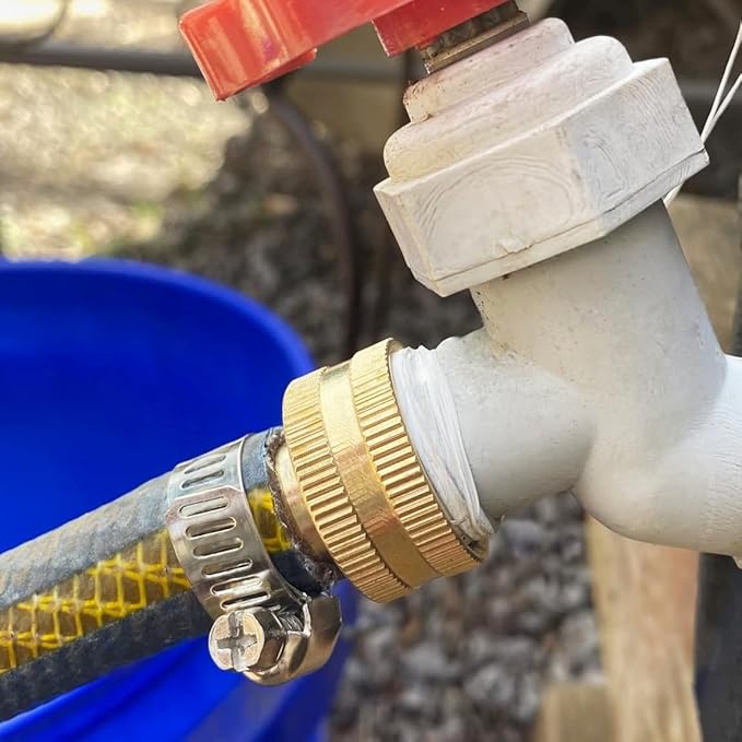 2Pcs 3/4" Barb x 3/4" Female GHT Thread Swivel Brass Garden Water Hose Pipe Connector Copper Fitting with Stainless Clamp House/Boat/Lawn/Power Wash/Irrigation