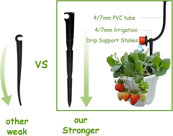 LUTER 50pcs Irrigation Drip Support Stakes Plastic for 1/4" Drip Lines Tubing Hose for Gardens, Flowers, Plants, Vegetable