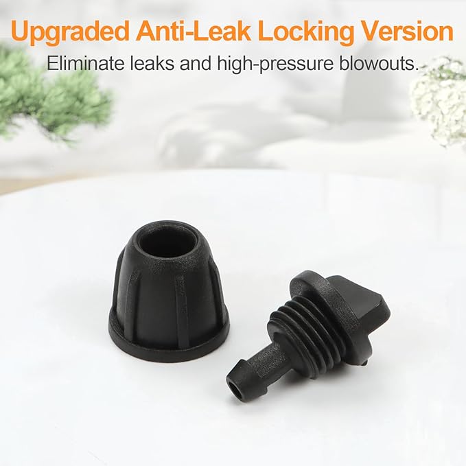 1/4 Inch Drip Irrigation End Plug Fittings, 25 Pieces 1/4'' Drip Line Barbed Locked End Cap Connectors for 1/4 Inch Irrigation Tubing Anti-leak Goof Plugs for Garden Drip Sprinkler Systems