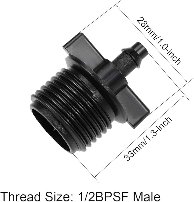 uxcell Barb Drip Pipe Connector 1/2 BSPF Male Thread 4/7mm Hose Fitting for Garden Agricultural Irrigation System, Plastic 20pcs