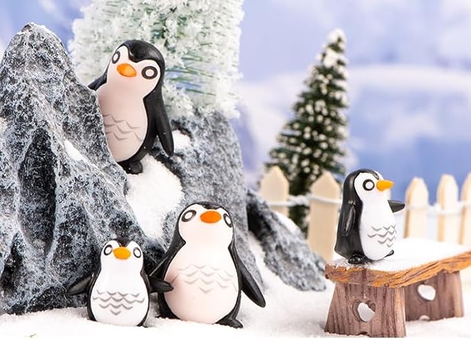 Bbiamsleep 25 Pcs Miniature Penguin Figurines Mini Penguin Figurines Resin Penguin Mini Penguin for Fairy Garden Micro Landscape Winter Christmas Decor