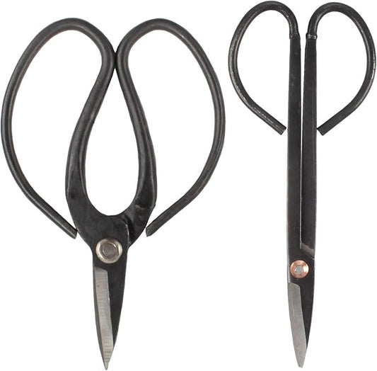 BambooMN Bonsai Basics Set - 7.2" Trimming Shears & 7" Heavy Duty Butterfly Shear - 10 Sets