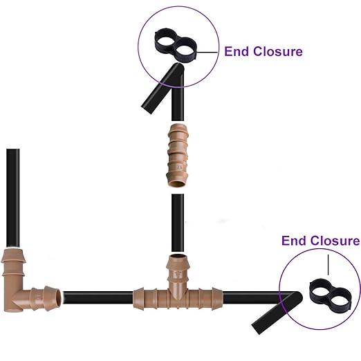 JAYEE 20 Pack Drip Irrigation 1/2" Drip Tubing End Closure Stop End Cap Plugs Fitting Kit 17mm for Garden Greenhouse Patio and Lawn Agricultural Watering Applications