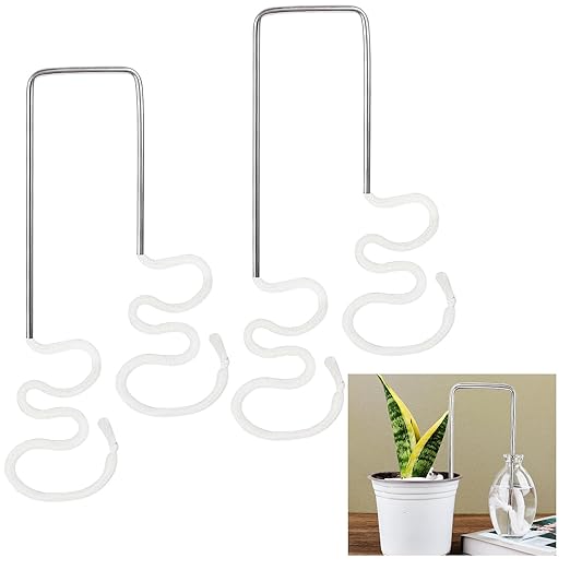 2Pcs Self-Watering Wick System, Stainless Steel Plant Automatic Watering Device with Self Watering Capillary Wick Cord, Passive Lazy Automatic Drip Irrigation for House Plants (S)