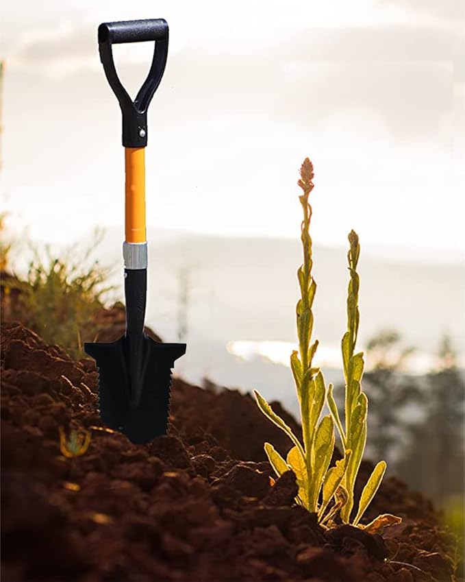 Ashman Short Handle Drain Spade Teeth Shovel (1 Pack), Sharp Shooter Shovel, Trenching Spade, Drainage Spade - Perfect Razor Blade Trenching Shovel D-Grip for Digging and Trenching and Transplanting.