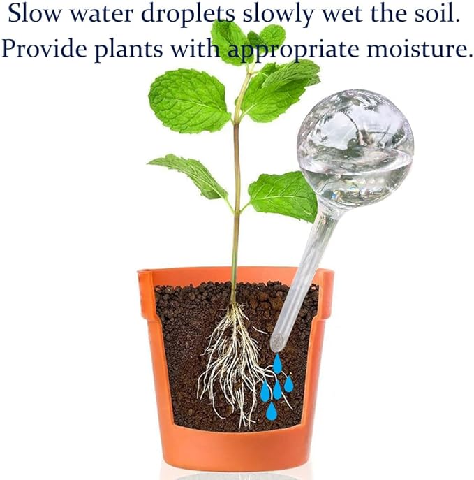 Plant Automatic Watering Devices, Clear Plastic Self-Watering Bulbs Flower Automatic Watering Device While Away Garden Waterer for Plant Indoor Outdoor