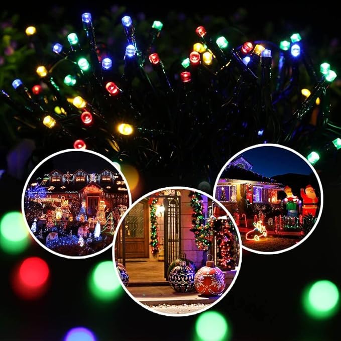 Solar Christmas Lights Outdoor, 98.4ft 300 LED Solar Fairy String Lights, 8 Modes Waterproof Christmas Lights for Garden, Patio, Bush, Home, Party, Wedding, Holiday, Tree Decorations (Multicolor)