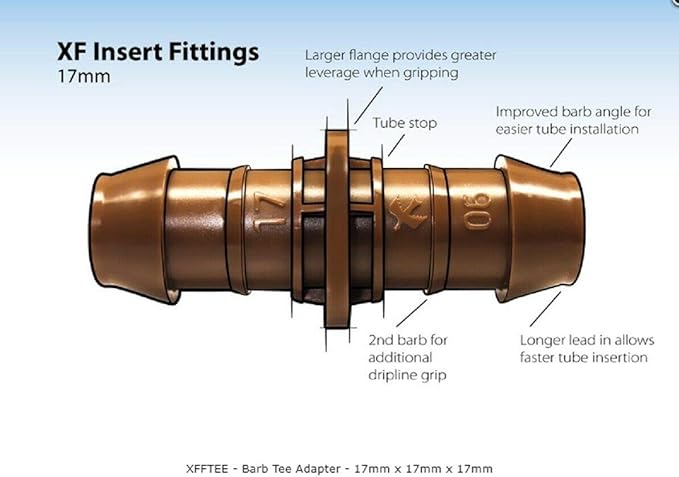 8 Rainbird Barb Coupling Adapter Drip Irrigation Fittings 17mm for 1/2" Tubing w XF Insertion Tool