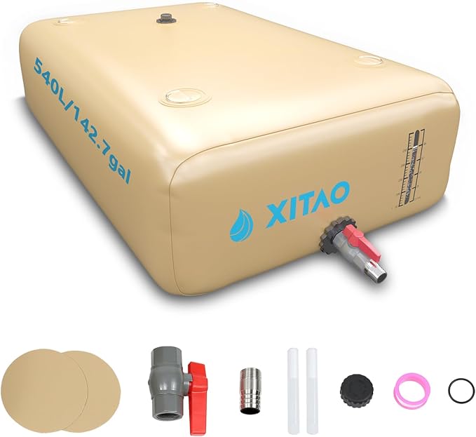 XITAO 142gal/540L Water Storage Bladder w/Water level Indicator, Large Capacity Foldable Water Storage Containers, Portable Emergency Water Tank Water Bag for RVs, Fire Prevention, Irrigation