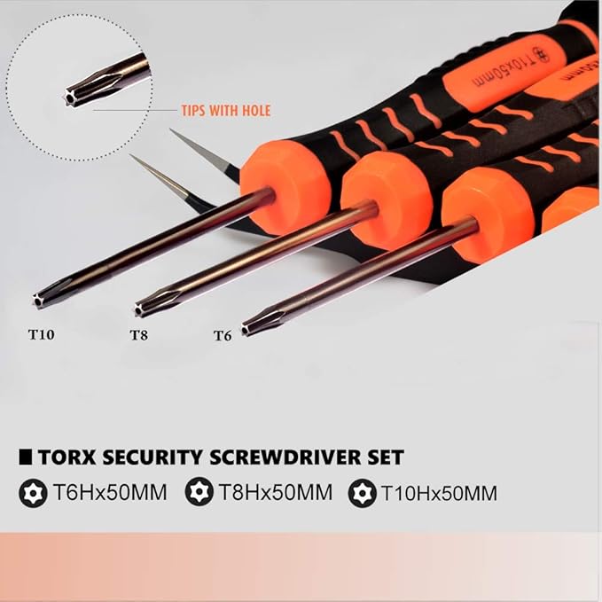 TECKMAN 10 in 1 Torx Screwdriver Set with T3 T4 T5 T6 T8 T10 Security Torx Bit & ESD Tweezers,Magnetic Screwdrivers Precision Repair Kit for Xbox,PS4,Macbook,Computer,Doorbell & Folding knife