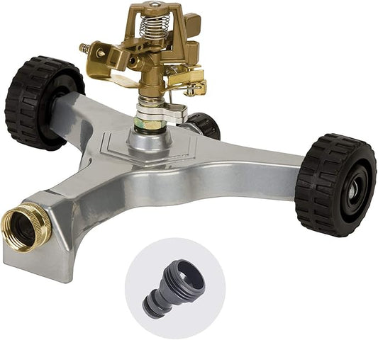 Melnor 65068-AMZ Pulsating Sprinkler QuickConnect Product Adapter Set, Amazon Bundle, Metal Wheeled Base