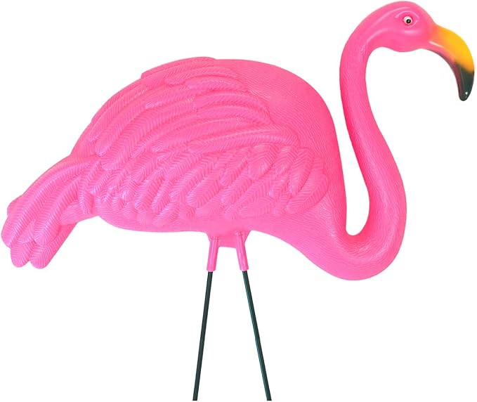 GiftExpress Pink Flamingos Yard Decorations - 4 Pack Extra Large 24" Tall Plastic Flamingo Statue w/Metal Stakes - Lawn Ornaments & Garden Decor for Outdoor Parties