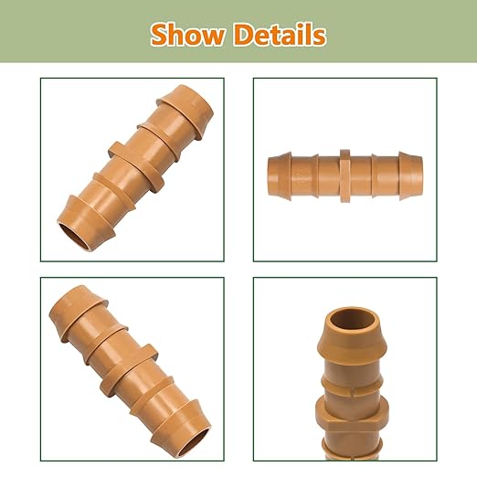 26 Pieces Drip Irrigation Fittings Kit for 1/2 Inch Tubing, Drip Irrigation Parts for Drip Sprinkler System- 7 Couplings, 7 Tees, 6 Elbows, 6 Plugs Drip Line Connectors