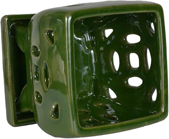 W&W Orchid Pot with Holes and Saucer for Repotting, Seagreen, 5.5 Inches