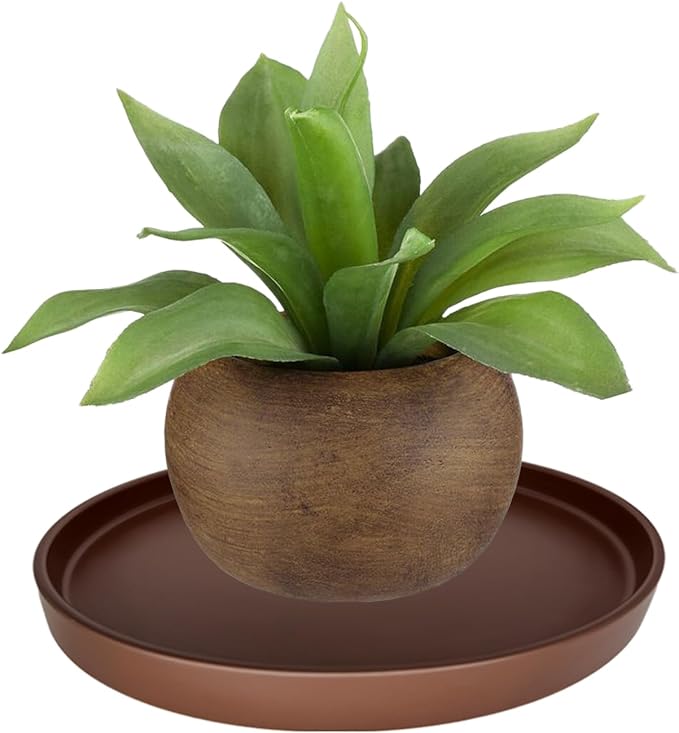 2 Pack Ceramic Plant Saucer Pot Tray 8 Inch, Planter Saucers 4 5 6 7 8 9 10 11 12 13 Inch for Indoors Outdoor, Durable Sturdy Flower Drainage drip Water Tray for Glazed Pots Base (8.5 Inch-Brown)