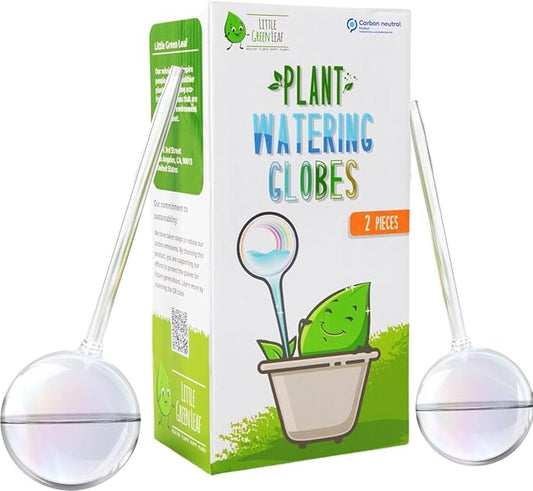 LGL Plant Watering Globes - 2 Pieces Clear Rainbow. Decorative Self Watering Planter Inserts. Hand-Blown Durable Glass. Ideal Plant Lover Gift (2pk Medium)
