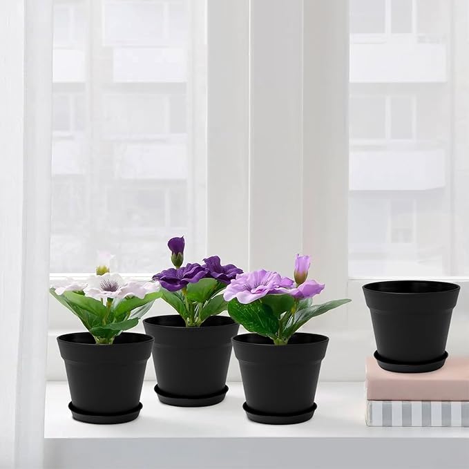 GARDIFE 20 Pack 6 inch Plant pots, planters for Indoor Plants, Flower pots, Black